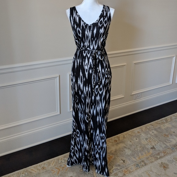 Dalia Collection Dresses & Skirts - Black and White belted Maxi Dress